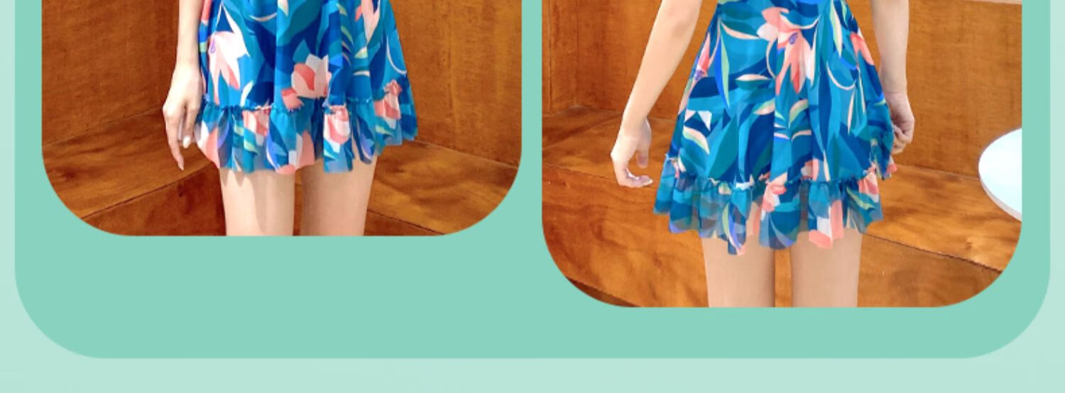 Yifu Women's Conservative Slimming Swimsuit, Fashionable Plus-Size One-Piece Dress Style Swimwear for Curvy Women, Slimming Effect, Suitable for Beach And Hot Springs 12
