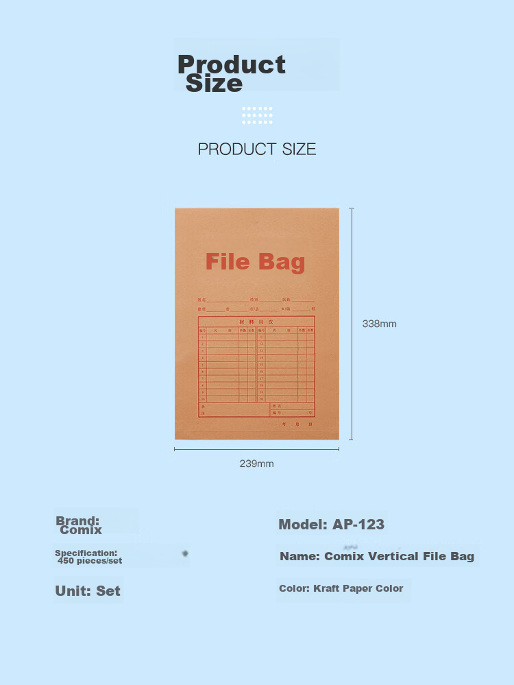 COMIX 50-Pack A4 Mixed Pulp 175g Thick Kraft Paper File Folders with 2.8cm Side Width, Document Envelopes for Tender Books, Contracts, Bills And Files, Office Supplies AP-123 7