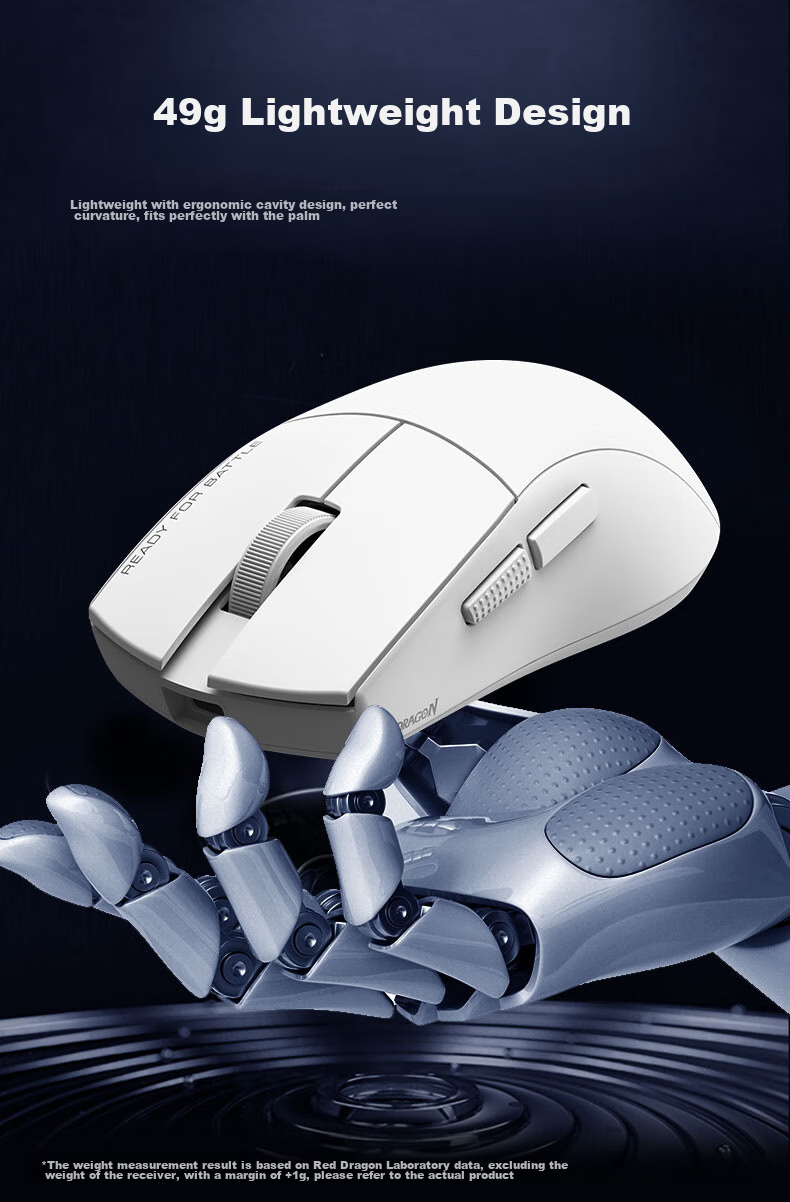 REDRAGON G49PRO Tri-Mode Gaming Mouse PAW3395 Esports Mouse Gaming Bluetooth Mouse New Year Gift Black 2