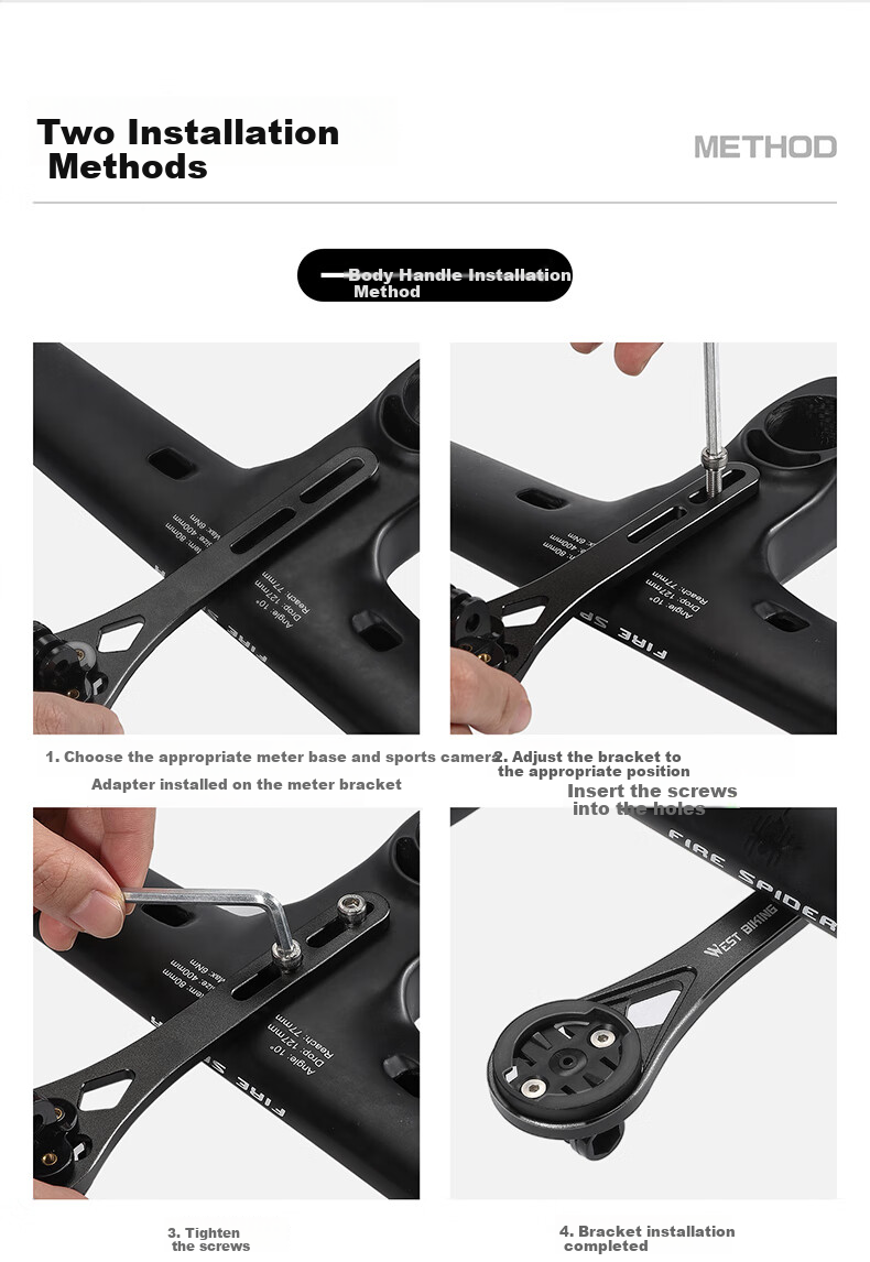 WestBiking Bicycle Computer Mounting Bracket Accessories for Mountain And Road Bikes, Aluminum Alloy Adjustable Computer Extension Bracket 7