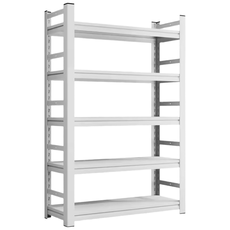Moxiao Steel Bookshelf, Multi-Tier Floor-Standing Bookcase for Home, Student Living Room Storage, Book Rack, White, 50*30*138