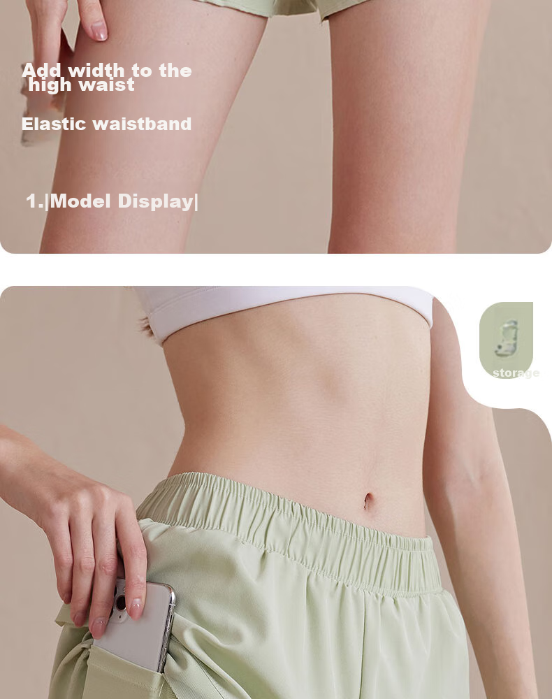 XUEXIMAN Yoga Shorts for Women, Faux Two-Piece Sports Shorts, High-Waisted Anti-Exposure Running Training Fitness Marathon Shorts Summer 6