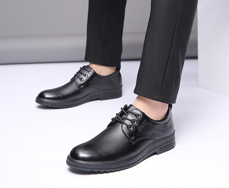 BEIOUTU Men's Business Casual Leather Shoes, Formal Comfortable Low-Top Lace-Up British Style Men's Shoes, 581 Black, Size 43 6