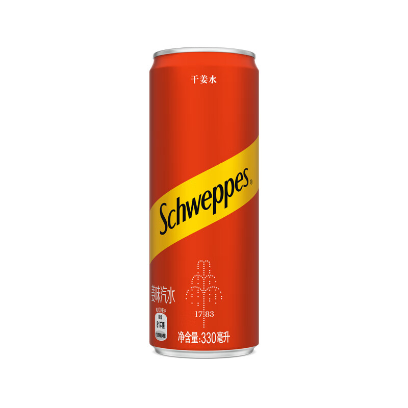 可口可乐（Coca-Cola）怡泉 Schweppes ginger 干姜水 汽水饮料 调酒 330ml*24 整箱装