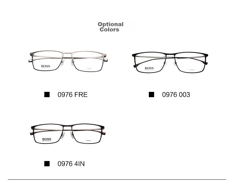 BOSS Celebrity Style, Prescription Eyeglass Frames for Men And Women, Optical Business Frames, Lightweight Titanium Frame 0976 003 57MM 3