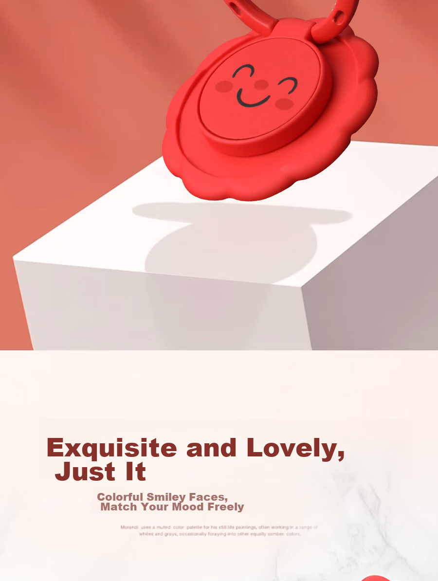 ESCASE Phone Stand, Ring Holder Desktop Live Streaming Ultra-Thin Ring Support Back Lazy Phone Holder IPhone12 Huawei Stand Watch TV Cute Smiley Face Style Elegant Black 5