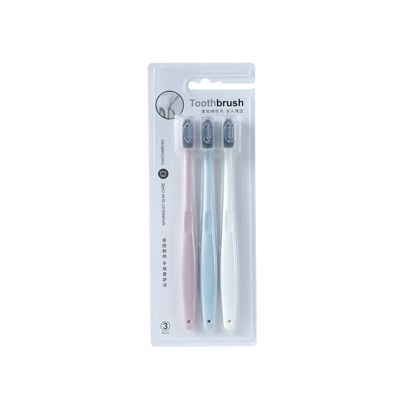 MINISO Minimalist Gum Protection Ceramic-Feel Long Carbon Toothbrush with Soft Bristles And Small Head, Protects Gums, Adult Toothbrush, Pack of 6