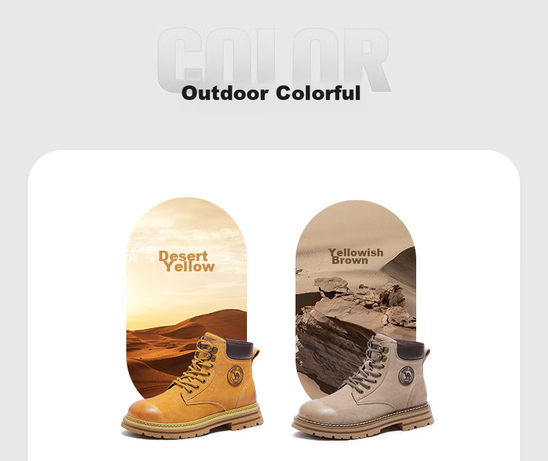 CAMEL [Shanze] Men's Yellow Boots, Fashionable Martin Boots, Casual Work Boots, L14W307636, Gray, Size 39 6
