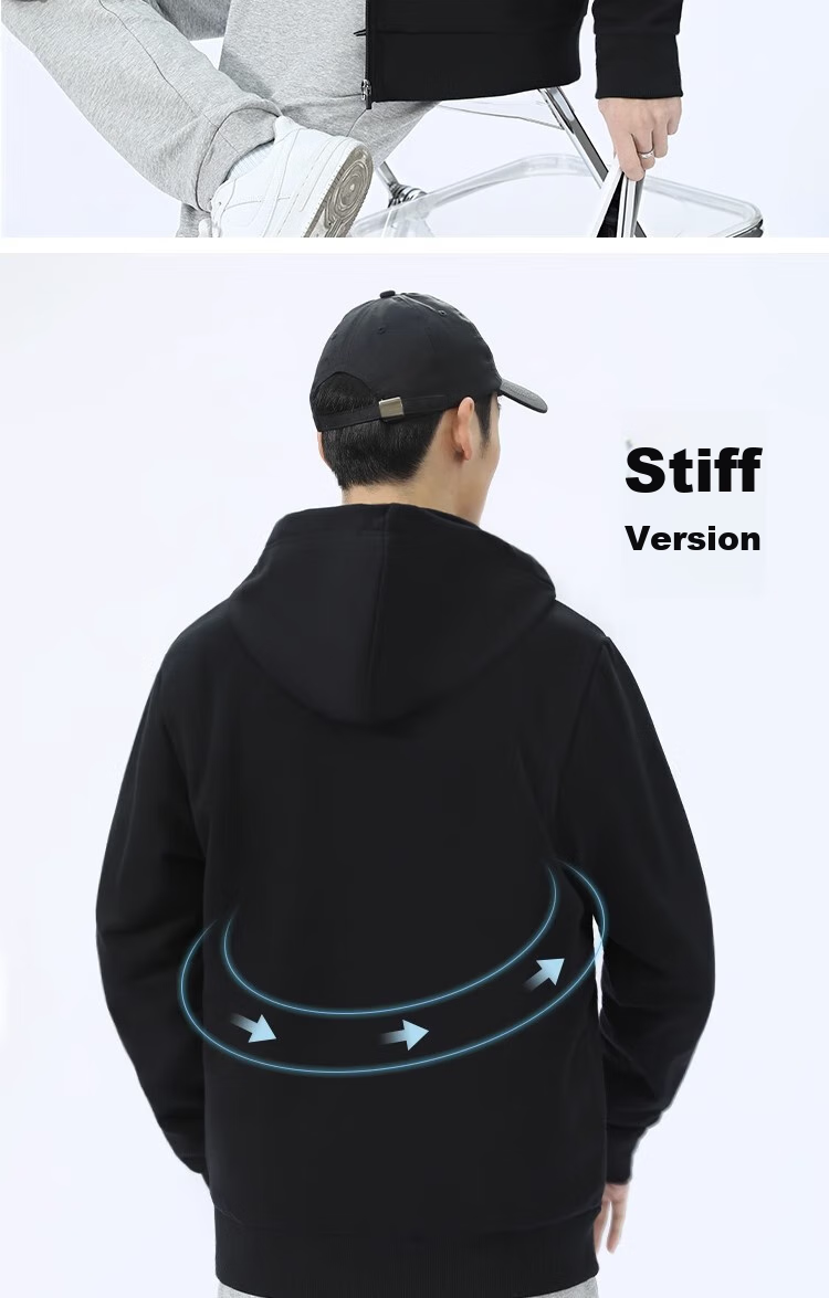 Huili Men's Hooded Cardigan Sweatshirt, Spring And Autumn Fashion, Loose Casual Simple High Street Knitted Sportswear Jacket 4