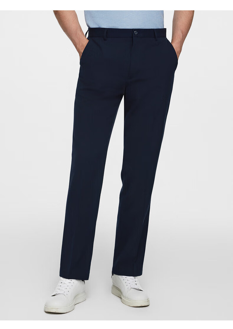 G2000 Men's Spring and Autumn Machine-Washable Easy-Care Crisp Four-Season Skin-Friendly Indigo Slim Fit Trousers 33 10