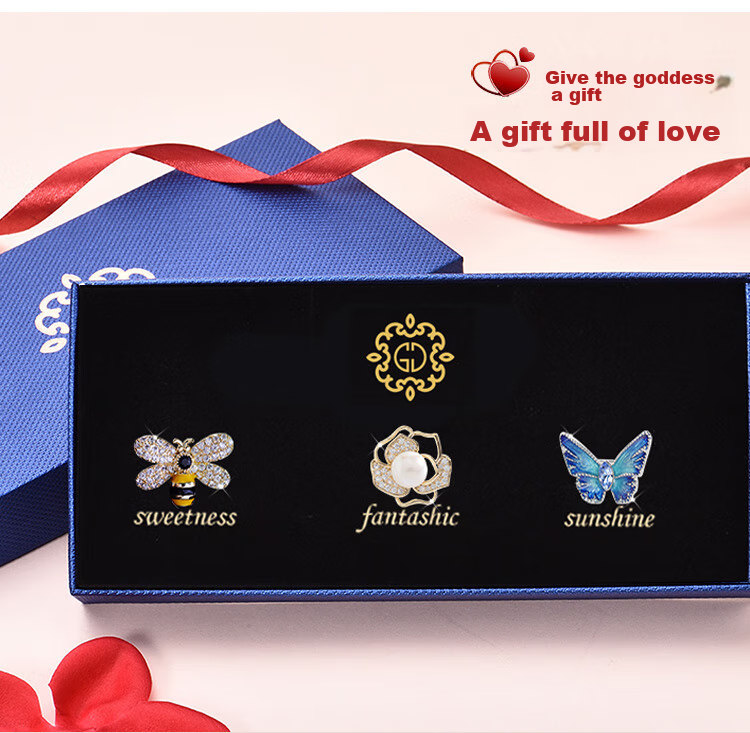 Dijing Camellia Brooch Gift Box, Birthday Present for Women, Bead Brooch Pin, Suit Lapel Badge, Anti-Exposure 4