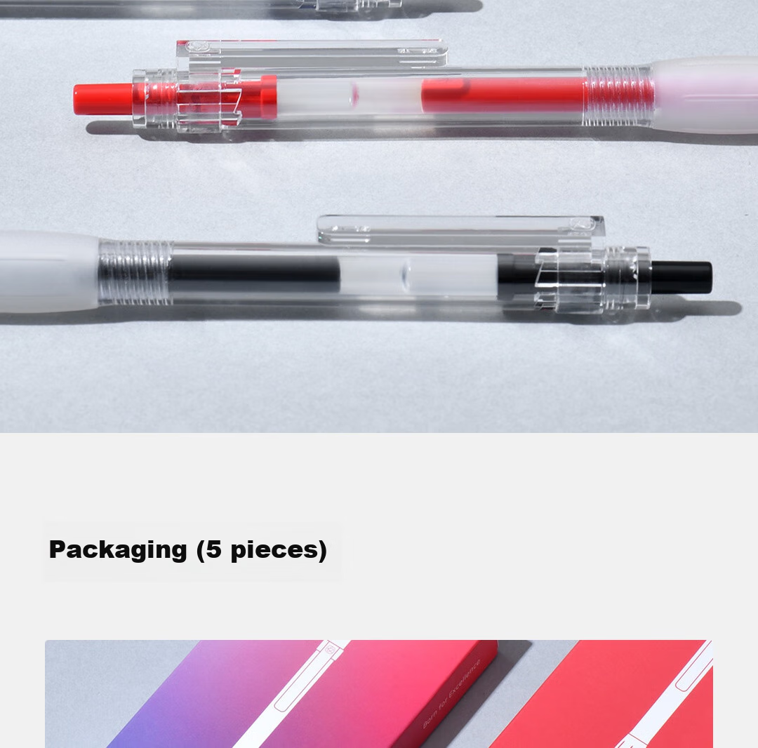 KACO Black Knight Retractable Gel Pen, 0.5mm Bullet Tip, Black, for Students' Exams And Writing, Large Capacity, Quick-Drying Ink Pen, Pack of 5 13