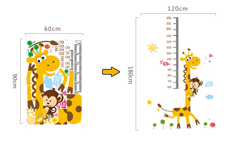 Modouyu Children's Height Chart Sticker, 3D Giraffe Design, Removable Cartoon Growth Chart, Height Measuring Tool for Babies And Childre 13