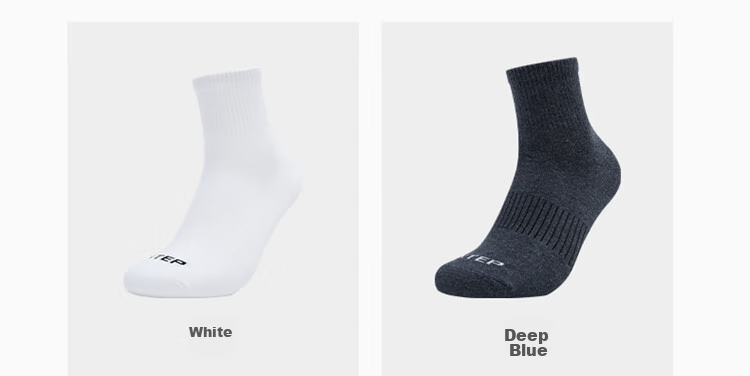 XTEP Men's Socks, Dry And Skin-Friendly Athletic Socks, Five-Pair Pack, Mixed Colors And Solid Colors, Moisture-Wicking, Breathable for Summer And Autum 17