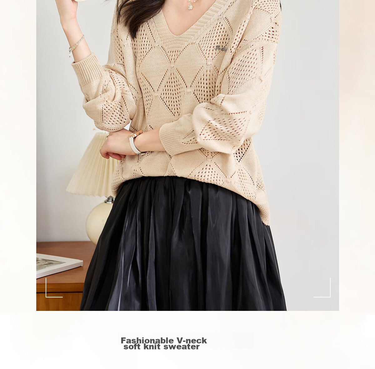 She Enjoy Textured Versatile Diamond Cable Knit Round Neck Sweater Women's Inner and Outer Wear Knit Top T53Z051 2