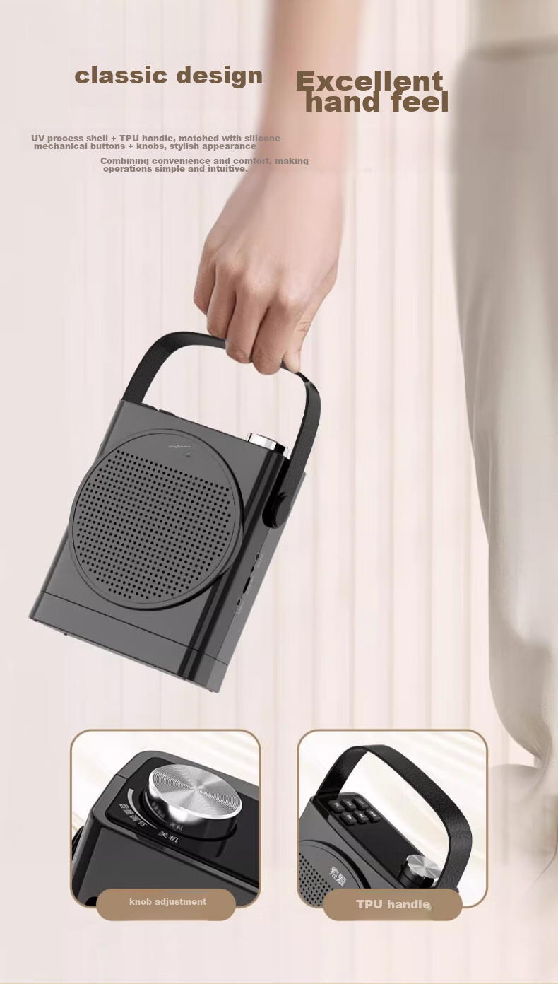 Soaiy S638 Mini Megaphone for Teachers, 18W Power, Smart Anti-Loudness, Built-In 300s Recording, Bluetooth Speaker, Teaching Guide, Shopping Assistant, Public Address System, Type-C, Black 10