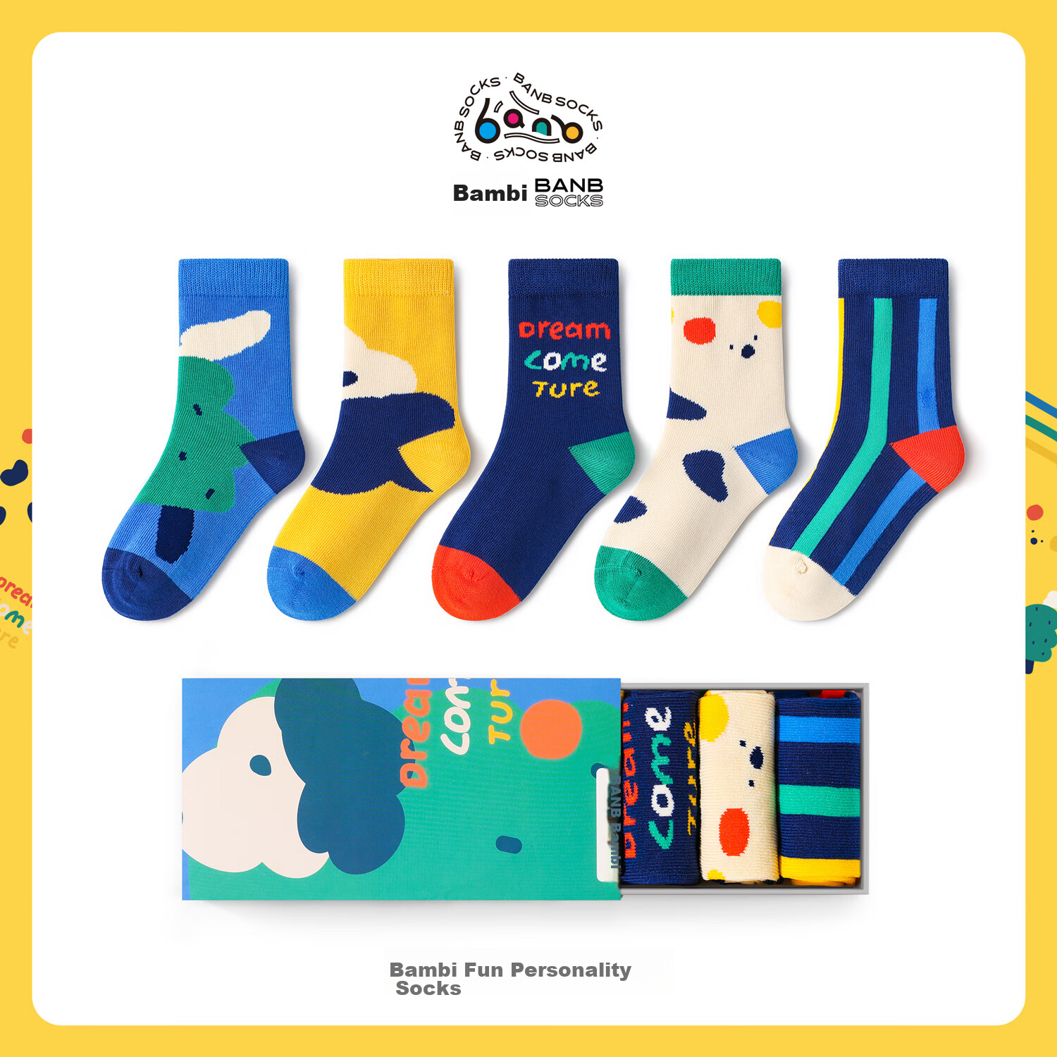 Banbi Children's Socks, Autumn And Winter Trendy Socks for Boys, Spring And Fall Seamless Mid-Calf Socks BB2474, Size 20-22