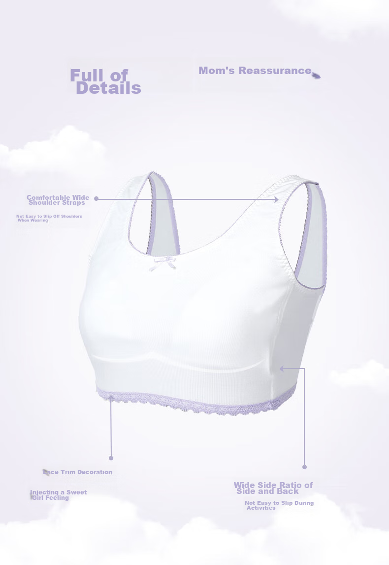 Aimer Junior First Stage Student Milk Skin Vest, Girls' Puberty Vest-Style Underwear Bra, First Stage Off-White, Size 170 8