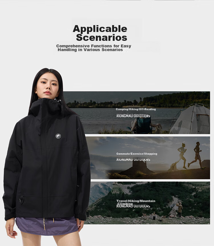 CAMEL Panda Windbreaker Jacket for Men And Women, Spring And Autumn Outerwear, Windproof And Waterproof Outdoor Clothing A34BA3L1166, Night Purple, XL 22