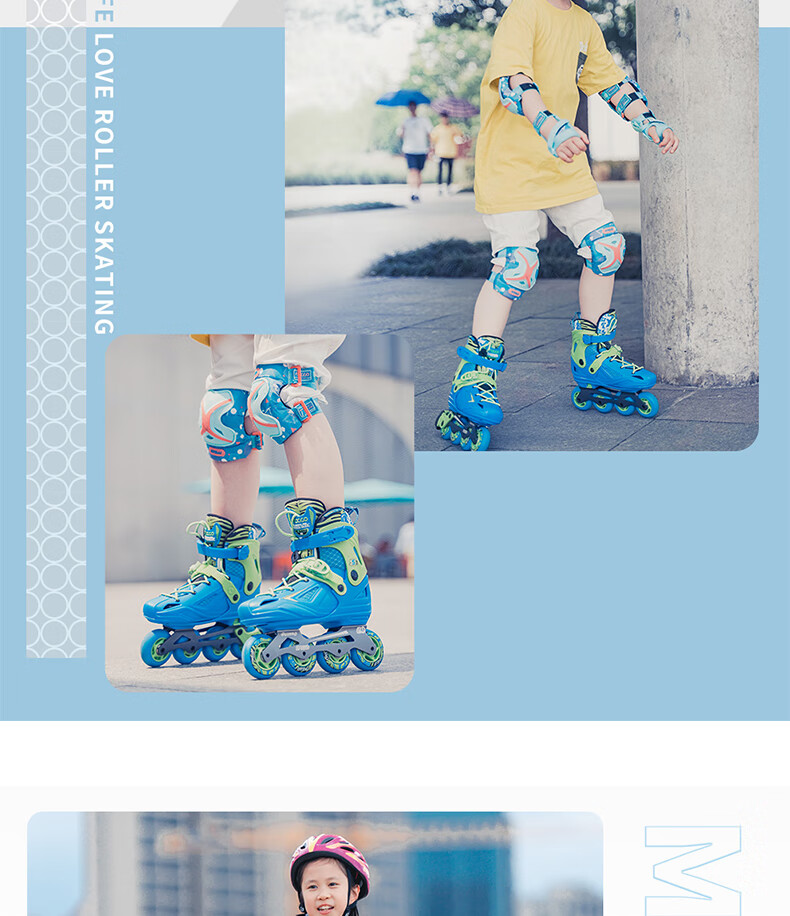 Migao Roller Skates for Children, Inline Skates for Girls, Beginner's Roller Skates for Primary And Secondary School Students, Inline Roller Skates, S3 Set in Pink, Size L 10