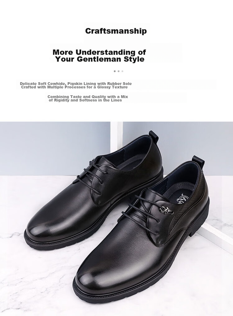 Qiangren Formal Shoes for Men, High-Quality Top-Grain Leather, Business Dress Shoes, Breathable Simple Derby Shoes, 73049 Lace-Up Style, Size 40 2