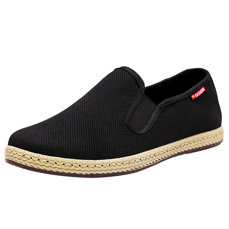 BUS HEYUAN Traditional Beijing Cloth Shoes for Men, Breathable Comfortable Middle-Aged And Elderly Dad Shoes 81X-9601 Black Size 40