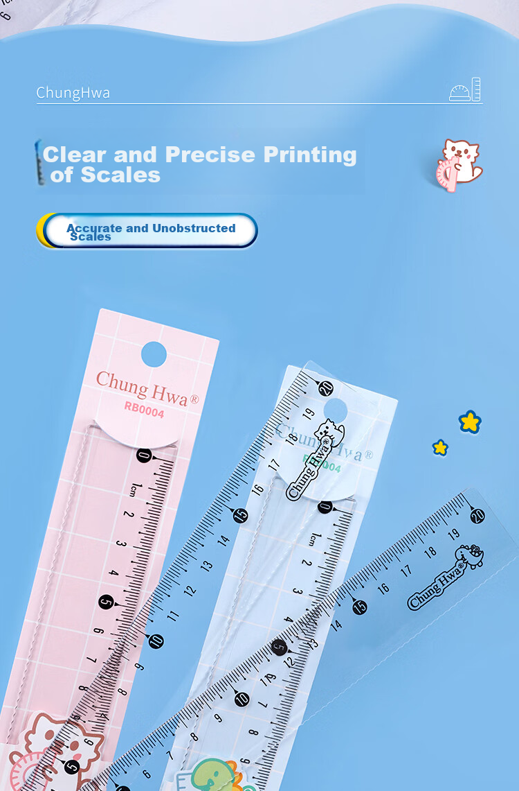 Zhonghua Student Ruler Set (15cm Straight Ruler + 2 Triangular Rulers + Protractor), Transparent Wear-Resistant PS Material, Student Exam Ruler Set for Middle School And College Entrance Exams, Drawing Ruler Set, TC0029 Pink 5