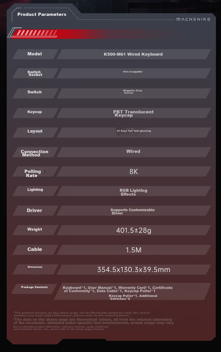MACHENIKE K500-M81 Wired Magnetic Axis, 81 Keys, E-Sports Gaming Mechanical Keyboard, 8K Polling Rate, RT Keyboard, Adjustable Key Travel, RGB Backlight 14