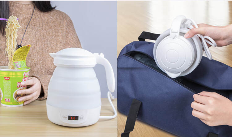 JOYTOUR Foldable Electric Kettle, Portable Travel Water Boiler for Home Use, Health-Preserving Insulated Kettle, White 5