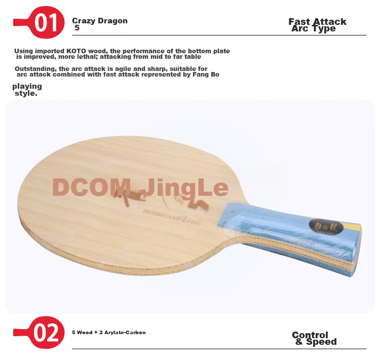 DHS Kuangbiao Sa Sun Yingsha's Same Model Built-In Carbon Table Tennis Blade, Table Tennis Racket, Penhold Grip FL 8