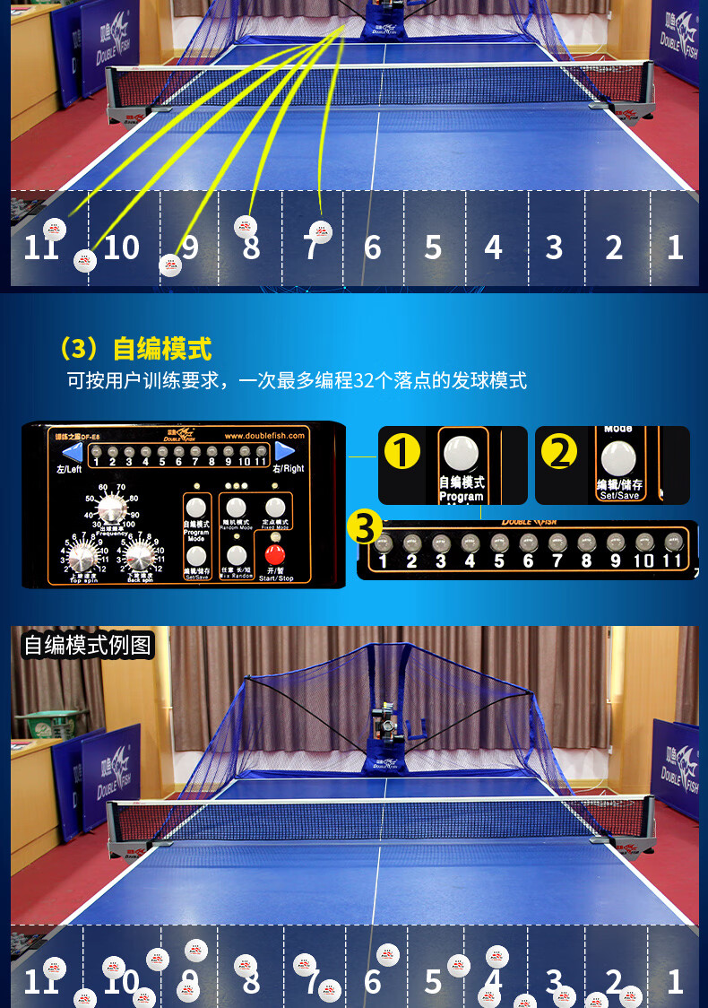 105980-双鱼 E8落地式乒乓球发球机 智能乒乓球训练器 专业训练落地式发球器 含集球网自动回收-详情图