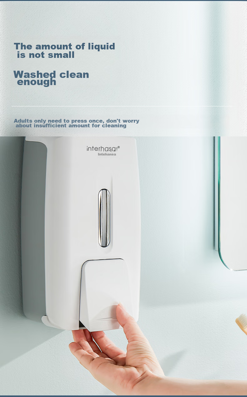 Interhasa! F9088 Wall-Mounted Manual Soap Dispenser, Push-Button Soap Dispenser, Kitchen Dish Soap Bottle, Hand Sanitizer Container, No Drilling Required 6