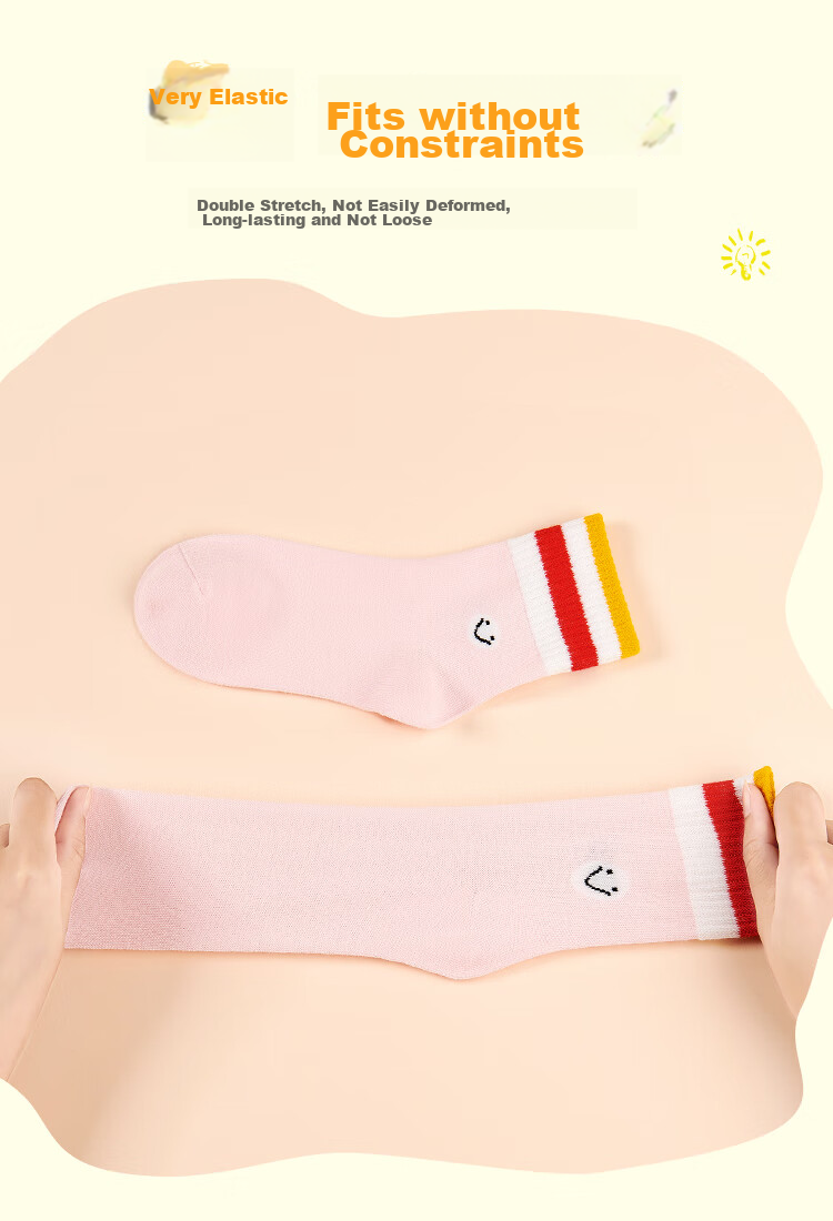 LangSha Children's Socks, Spring And Autumn Thin Style, Girls' Socks, Mid to Big Kids' Student Baby Socks, Mid-Calf Cotton Socks, 5 Pairs Per Pack 4
