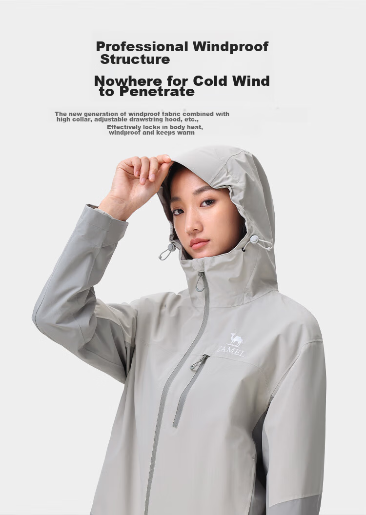 CAMEL [Yano] Triple-Protection Hardshell Jacket for Men And Women, Color-Block Outdoor Windproof Waterproof Mountaineering Coat 8672 9