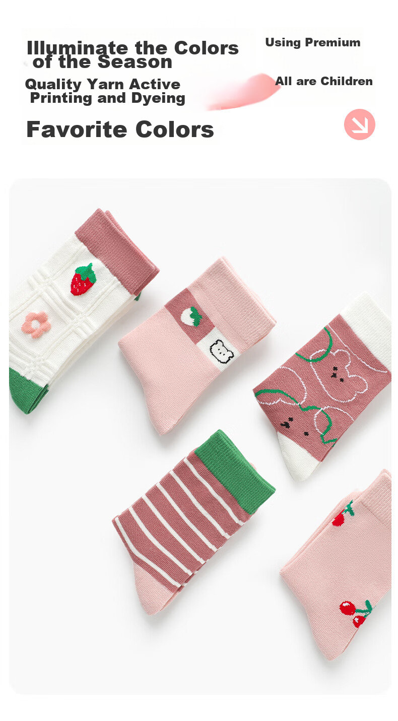 LangSha Children's Socks, Girls' Spring Autumn Winter All-Season Mid-Calf Cotton Socks, Comfortable Elastic Breathable Princess Socks for Older Girls 13