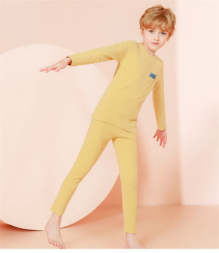LangSha Children's Thermal Underwear, Boys' Autumn And Winter Round Neck Base Layer Pajamas, Elastic Autumn Top And Pants, for Older Children, Set of 120 18