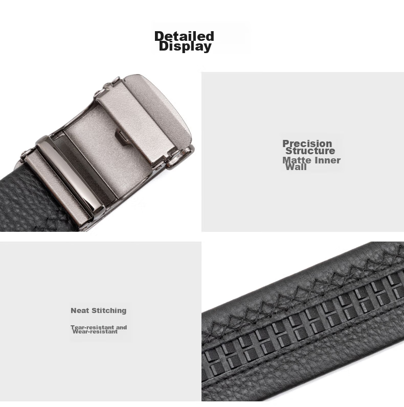 Aokang Men's Automatic Buckle Belt, Top-Grain Leather, Business Casual Pants Belt, Birthday Gift for Husband 13
