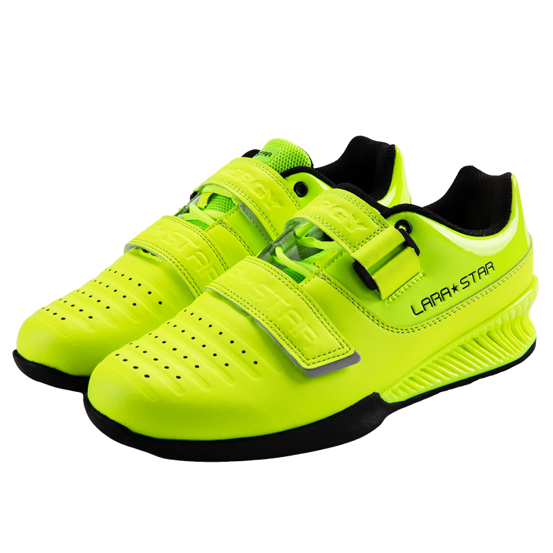 LARASTAR Squat Lifting Deadlift Shoes, Gym Indoor Training Shoes, Specialized Non-Slip Support Boxing Shoes, Fluorescent Green, Size 43