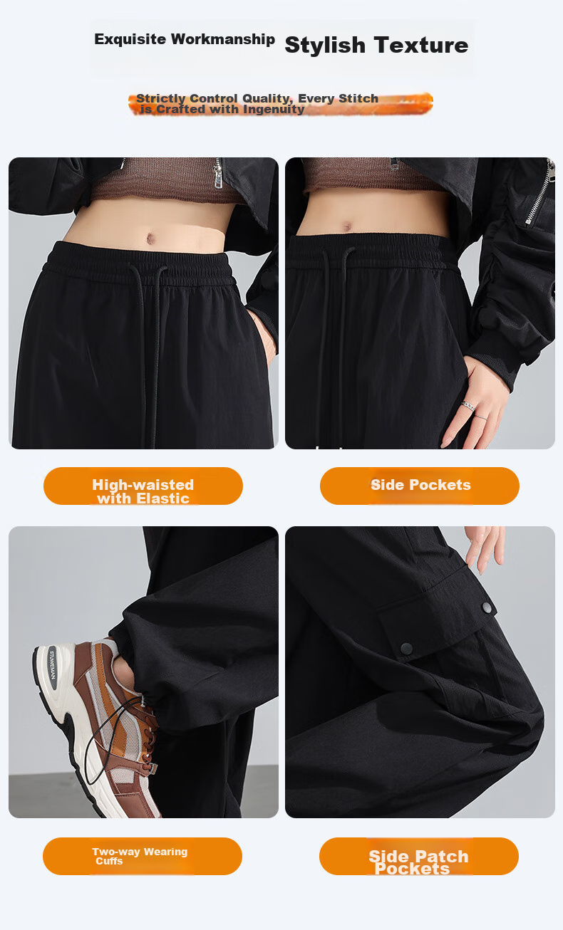 FitonTon American-Style Cargo Pants for Women, Autumn And Winter Style, Trendy Slimming Lazy Pants, Sports Casual Wide-Leg Pants, Two-Way Wear Hiking Pants XL 9