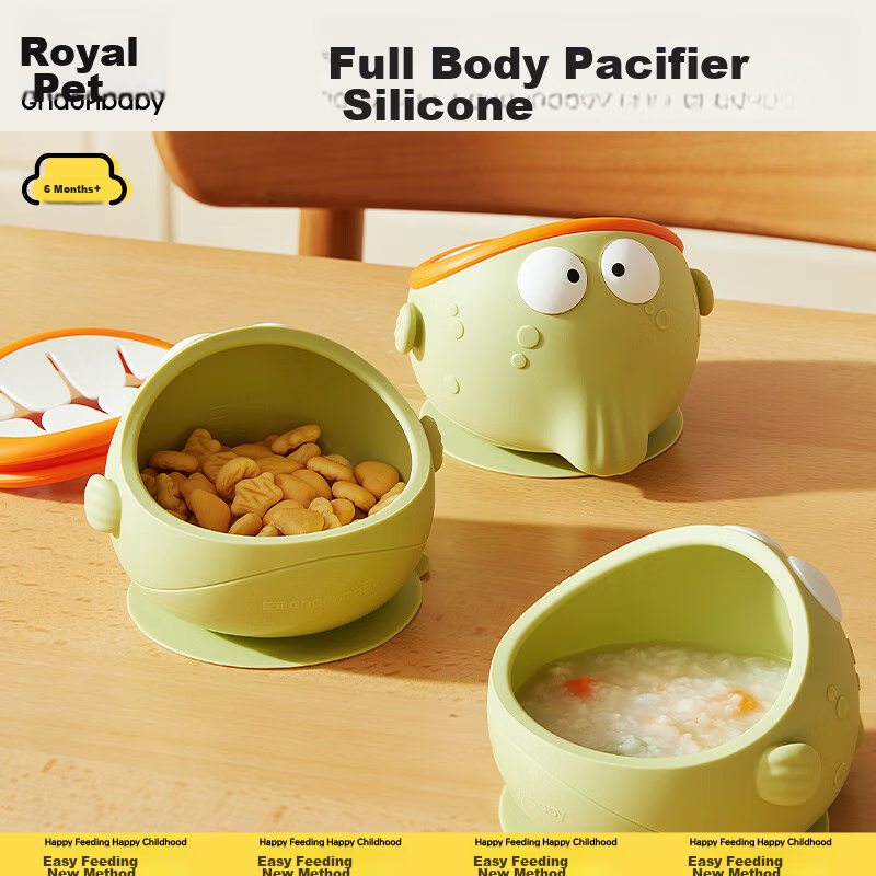 Huangchong Baby Food Bowl with Suction Base, Anti-Drop And Anti-Scalding Training Bowl for Infants And Children, Silicone Tableware for Learning to Eat