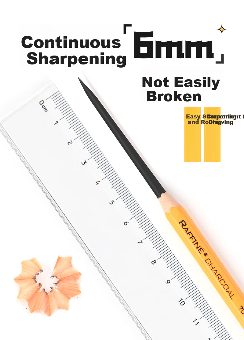 MARCO Drawing Pencils with Charcoal Tips, 12-Pack, Sketching Exam, Wooden Handle Charcoal Pencils for Students' Exams, Art Students' Entrance Exam 9