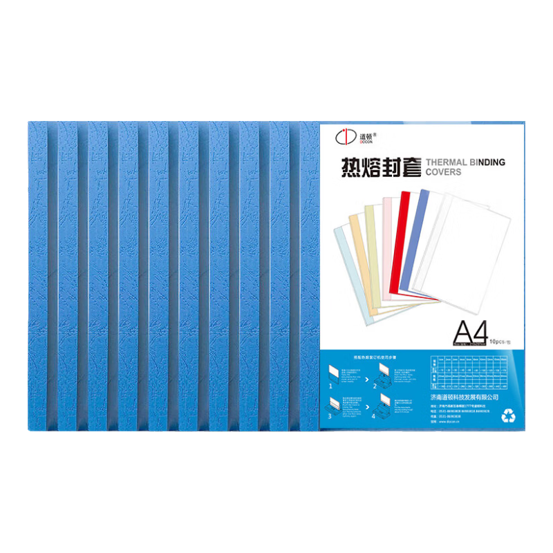 DOCON A4 Size Deep Blue Colored Transparent Thermal Binding Covers, 30mm, 10 Books/pack, for Hot Melt Binding Machines, Plastic Contract Document File Book Cover with Side Glue