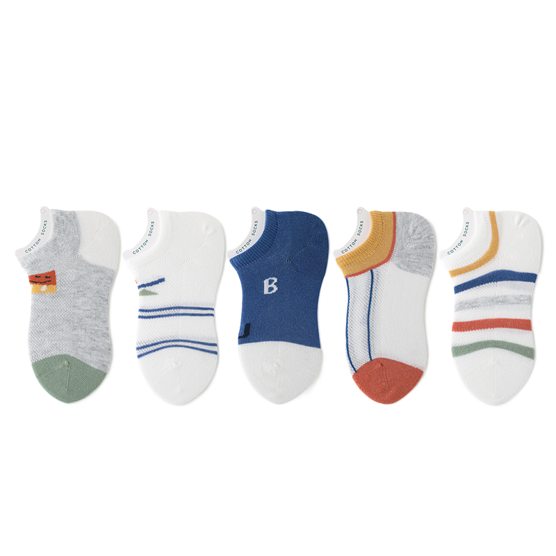 Banbi Children's Socks, Boys' Summer Thin Mesh Breathable Invisible Cotton Socks, BB2230, Size 18-20