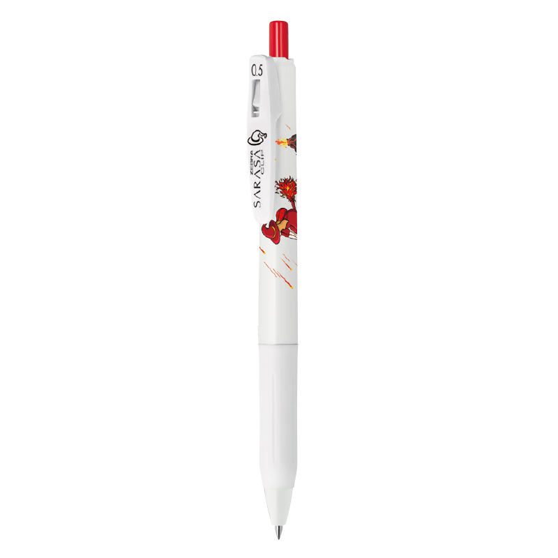 ZEBRA JJ15-WI Limited Edition Neutral Pen, 0.5mm Bullet Tip, Push-Button Signing Pen, Colorful Student Note-Taking And Journaling Pen, White Barrel with Red Ink, Single Pe