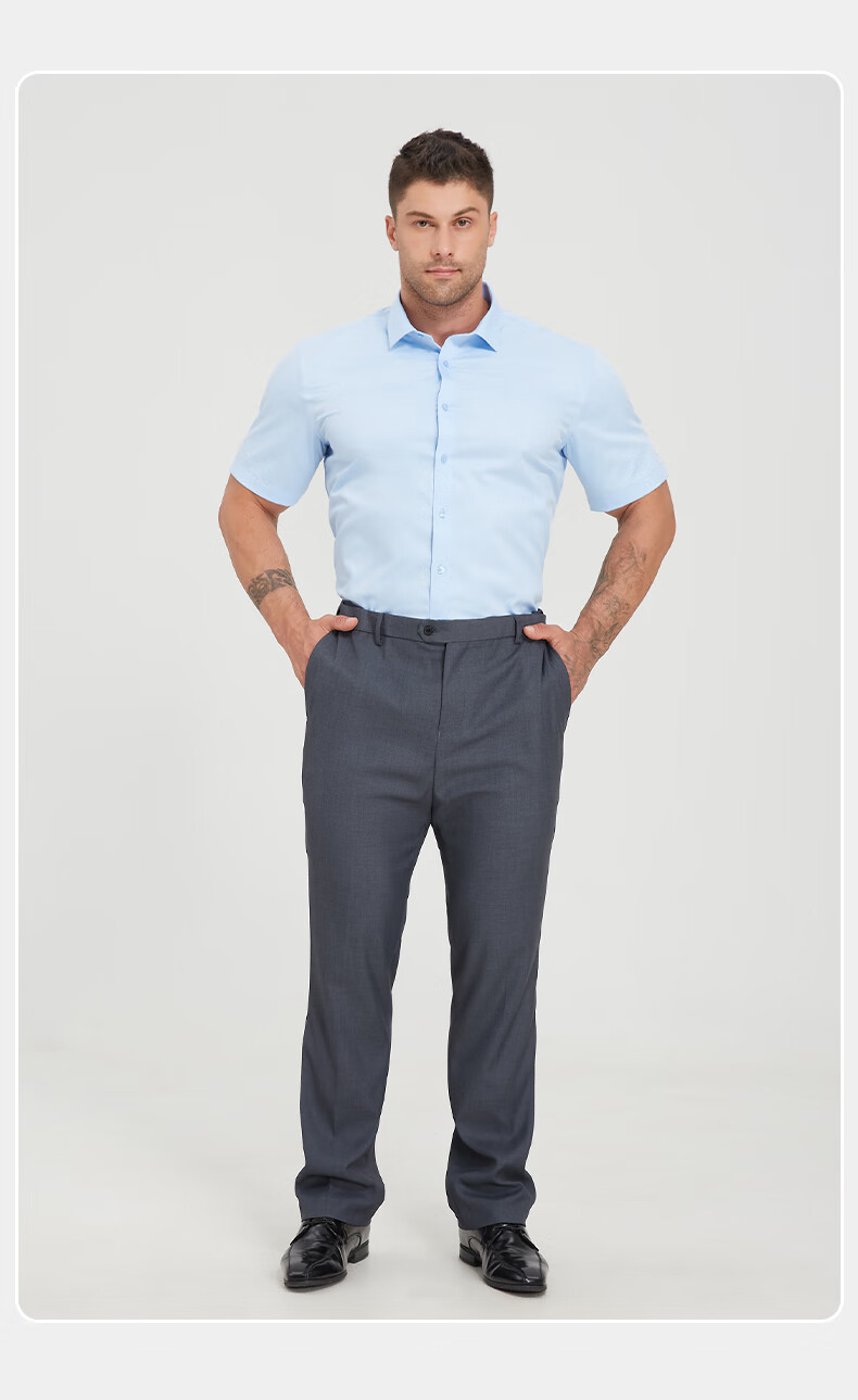 Dibinze Large Size Short-Sleeve Shirt for Men, Loose-Fitting Business Casual Wrinkle-Resistant Bamboo Fiber Elastic White Dress Shirt for Chubby Me 19