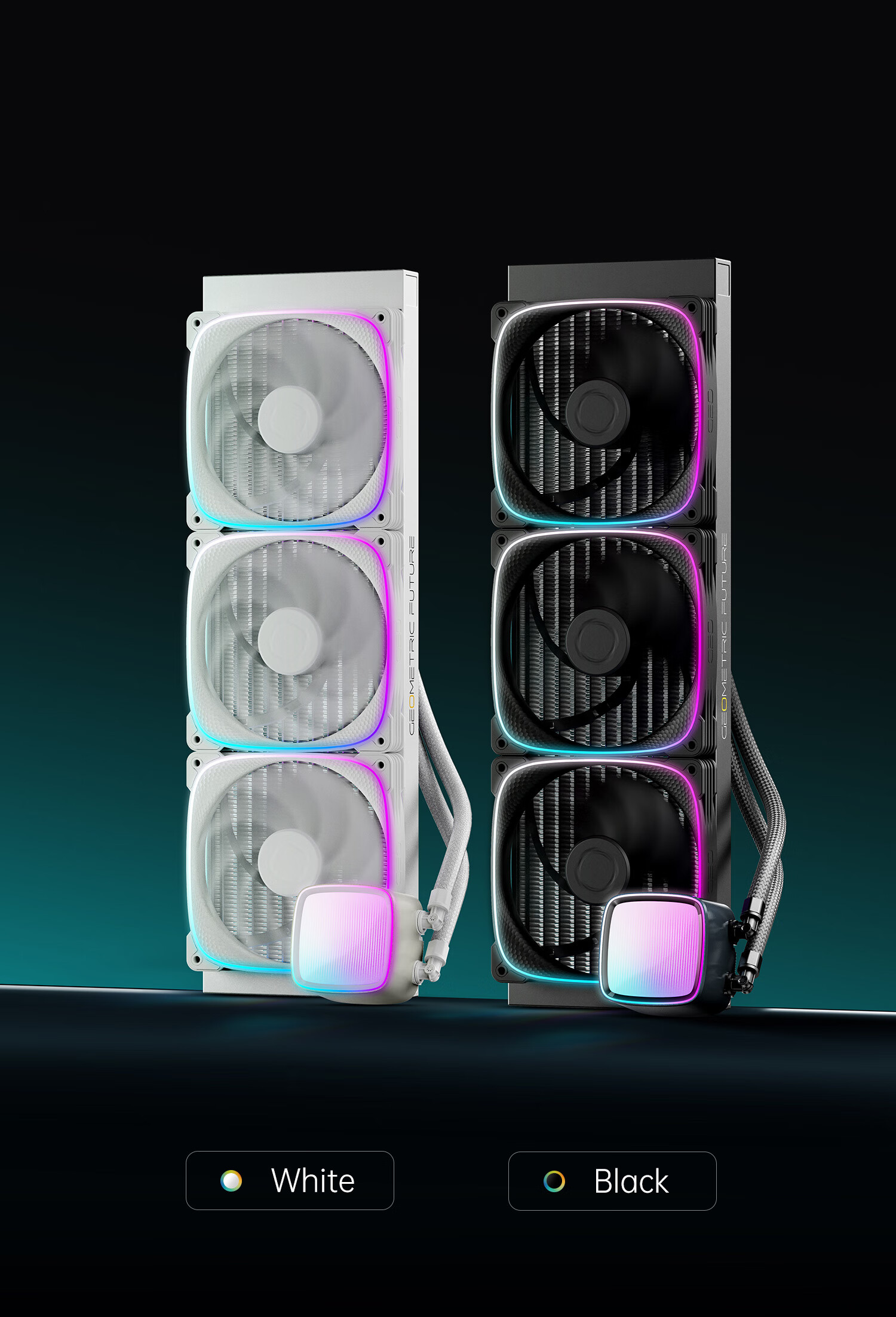 GeometricFuture Eskimo Pro 420 White All-In CPU Liquid Cooler 420 Water Cooling Radiator / INTEL / AMD / Dual Platform / ARGB Lighting Effects 13
