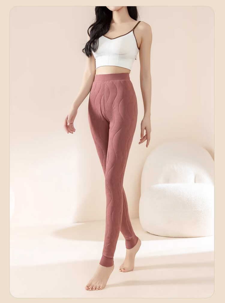 Langsha 100% Wool Thermal Pants Women Autumn Winter Fleece Lined Thickened High Waist Slim Fit Wool Leggings Black 17