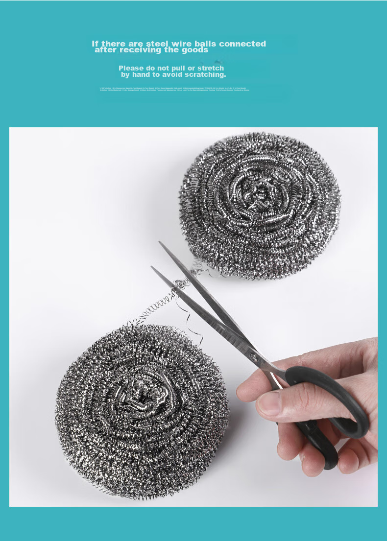 Zimeihua Steel Wool Scouring Pad, Lint-Free Cleaning Ball, Pack of 3, Removes Grease And Dirt 9