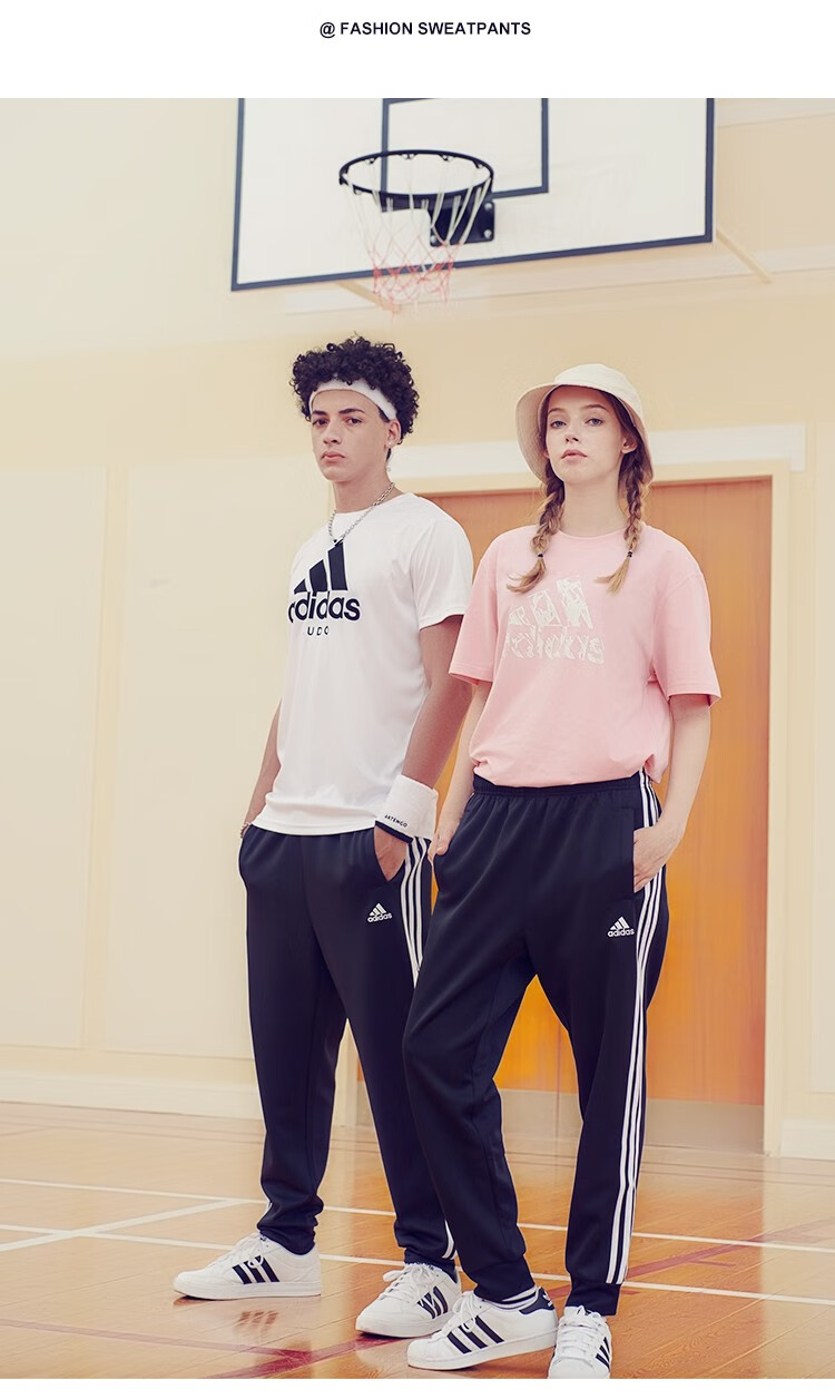 Adidas Men's Sports Pants, Cotton, Autumn Running, Outdoor, Loose Casual Trousers, Black And White, XS 12