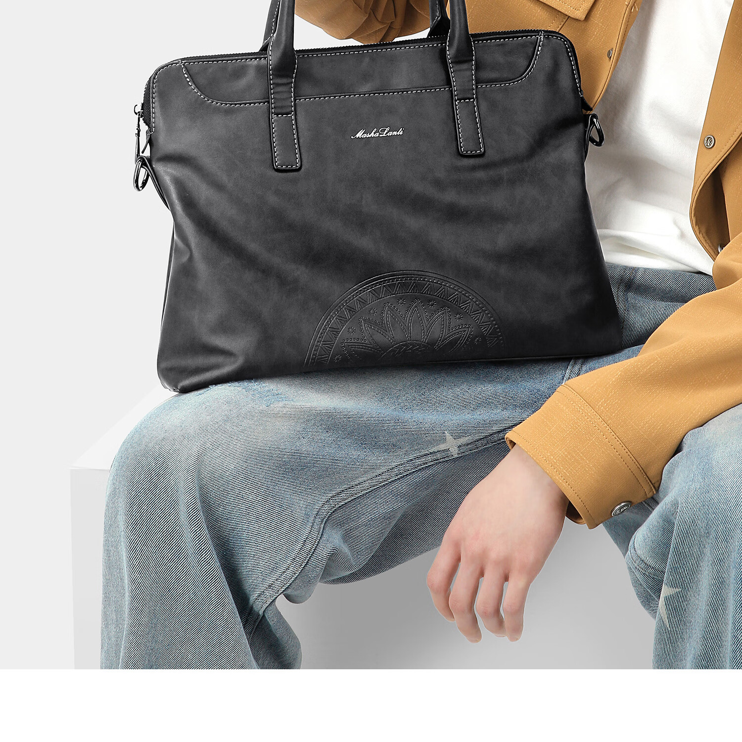 MashaLanti Men's Business Briefcase, Large Capacity Laptop Bag, Handbag for Travel, Shoulder Crossbody Bag, Practical Father's Day Gift 3